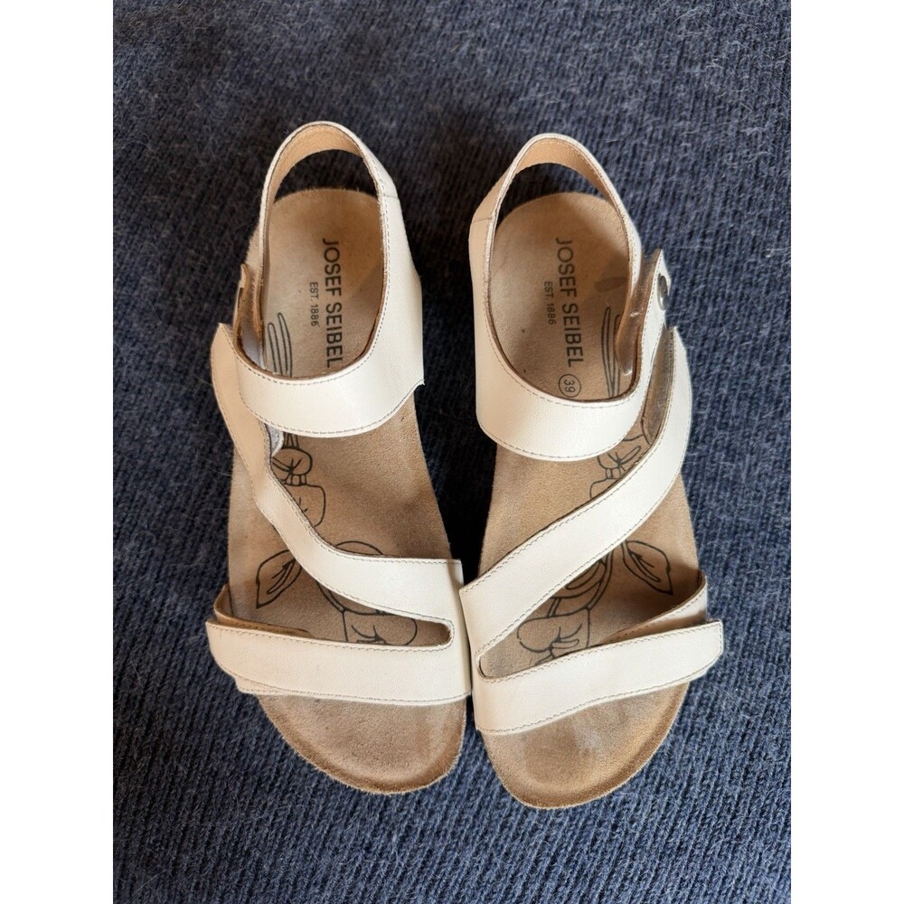 Josef Seibel Tonga 25 Adjustable Sandal White Leather Size EU 39, US 8-8.5 - Picture 2 of 11